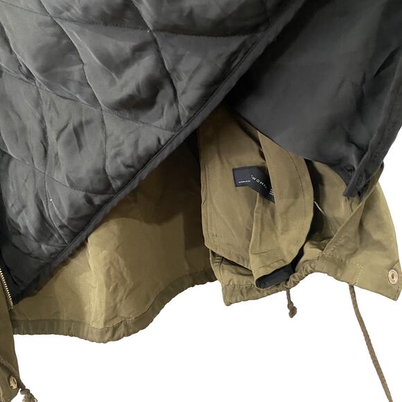 ZARA WOMAN Faux fur hooded Parka Jacket short olive green Size S - Picture 6 of 7